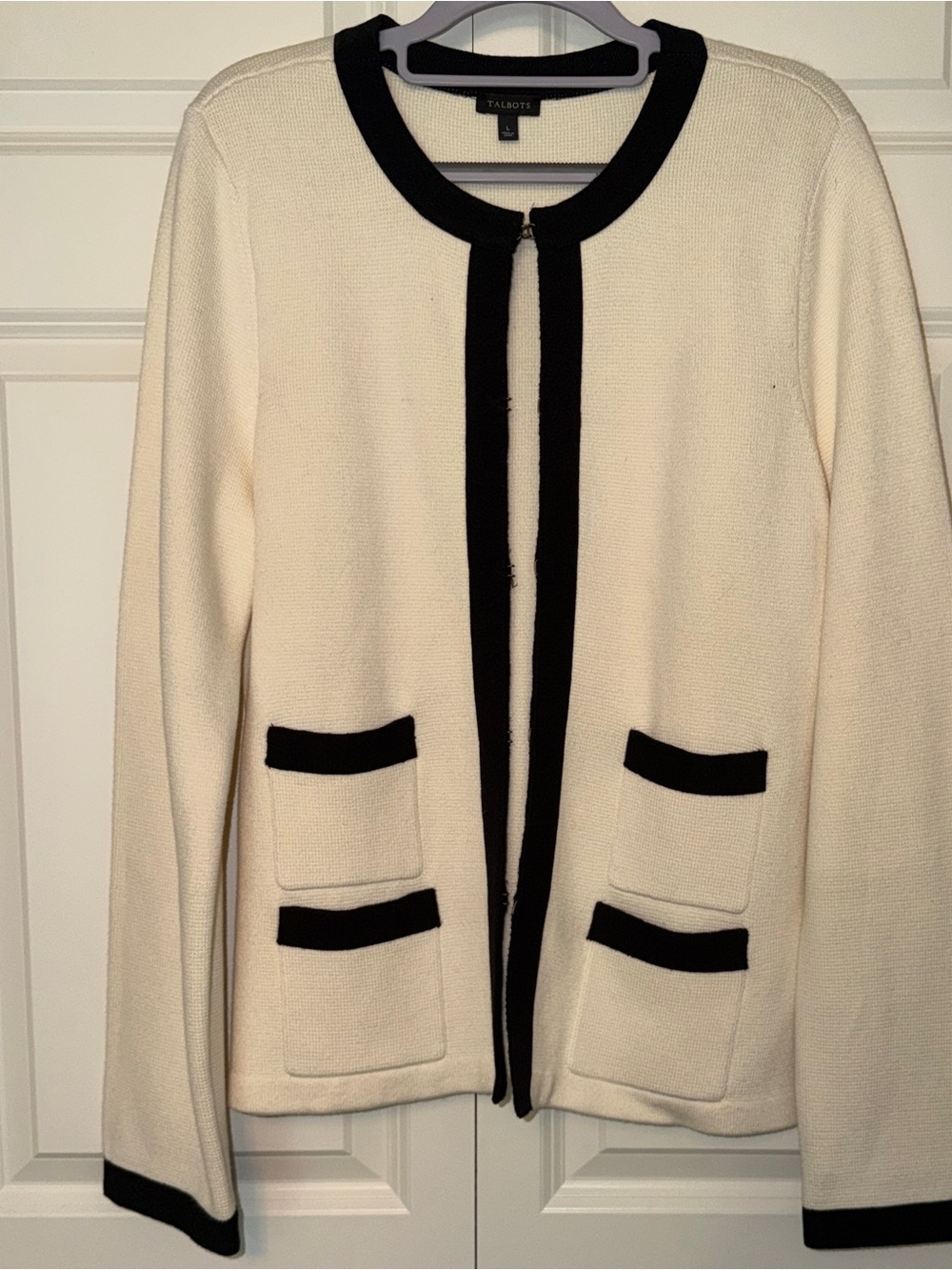 Talbots Cream Jacket with Black Trim